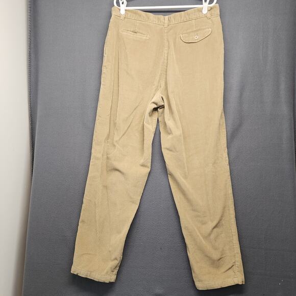LL Bean Corduroy Pants Womens 20 Beige Tan Pleated Taper Vintage Made in USA - Picture 2 of 15